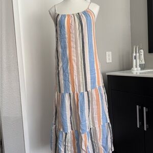 STICHDROP - Striped Maxi Dress with Spaghetti Straps, lined, cotton, size XS